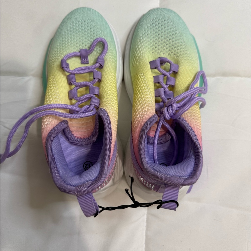Kids Gradient Pastel Lace-Up Sneakers - Purple Yellow Mint